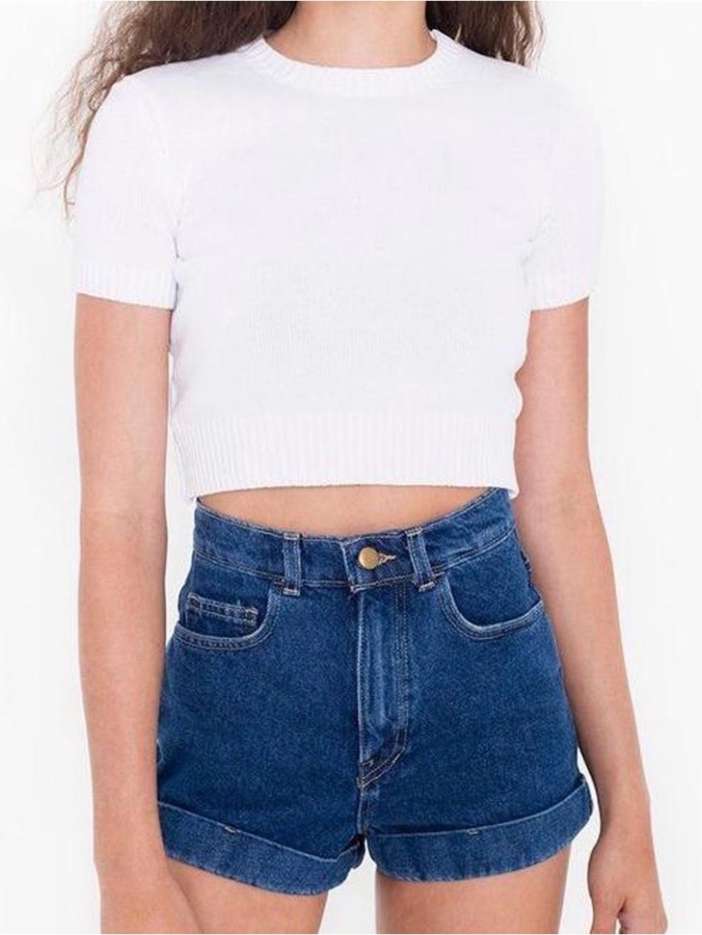 Original Y2K American Apparel High Waisted Cuffed Denim Shorts